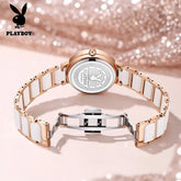 PLAYBOY 3128 Brand original authentic watch for woman Gift Box Ceramic strap quartz women&