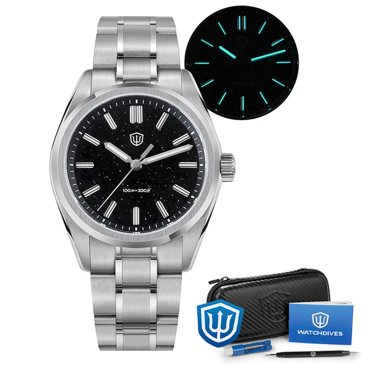 Watchdives WD0003B ‌Quartz Watches ‌VH31 Movement Aventurine Dial Watch 100m Waterproof Sapphire Crystal 36mm Vintage Watch Khamik Shop Online