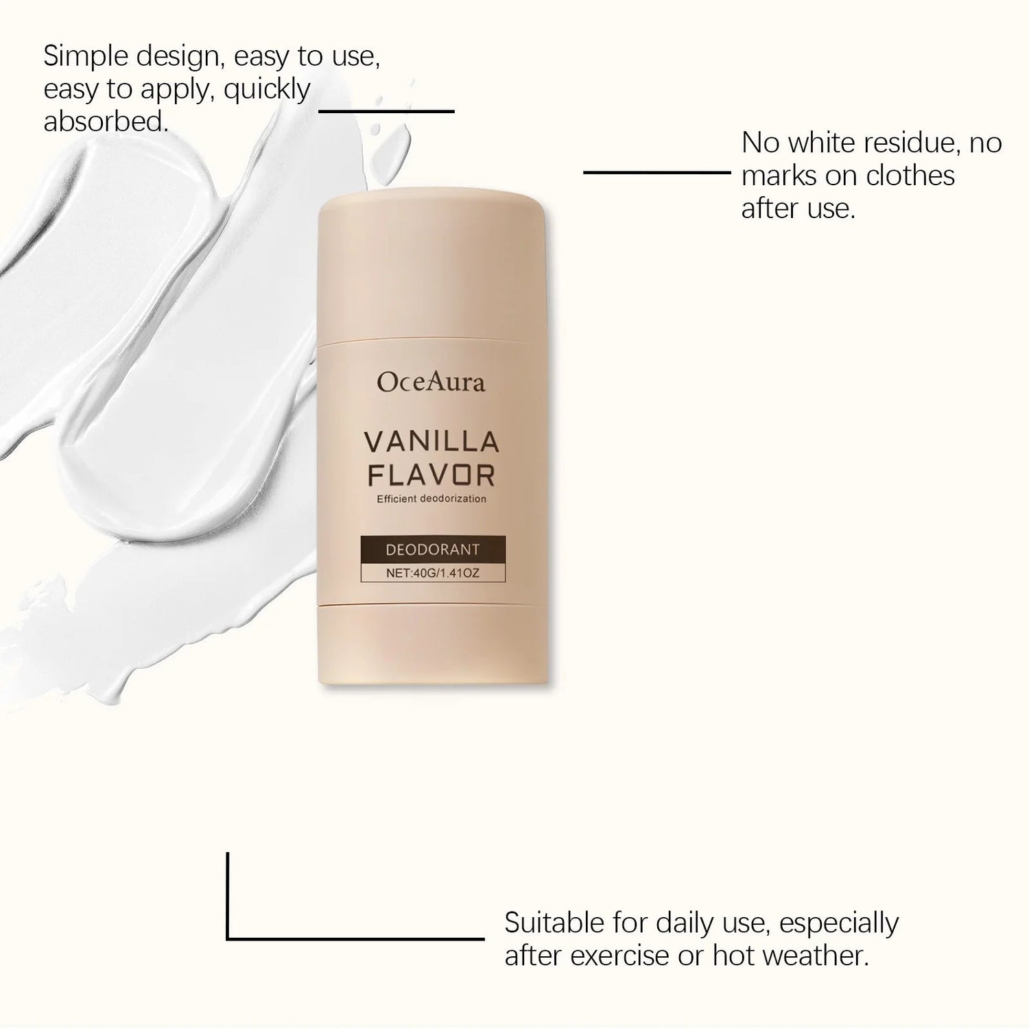OceAura Natural Vanilla Body Freshener Stick - Floral Scent Underarm Care Refreshing Daily Use Stick Khamik Shop Online