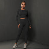 2Pcs Women Sets Energy Seamless Gym Suits Bubble Butt Sports Pants+Long Sleeve Shirts Push Up Running Sets Tracksuits Tights Set Khamik Shop Online