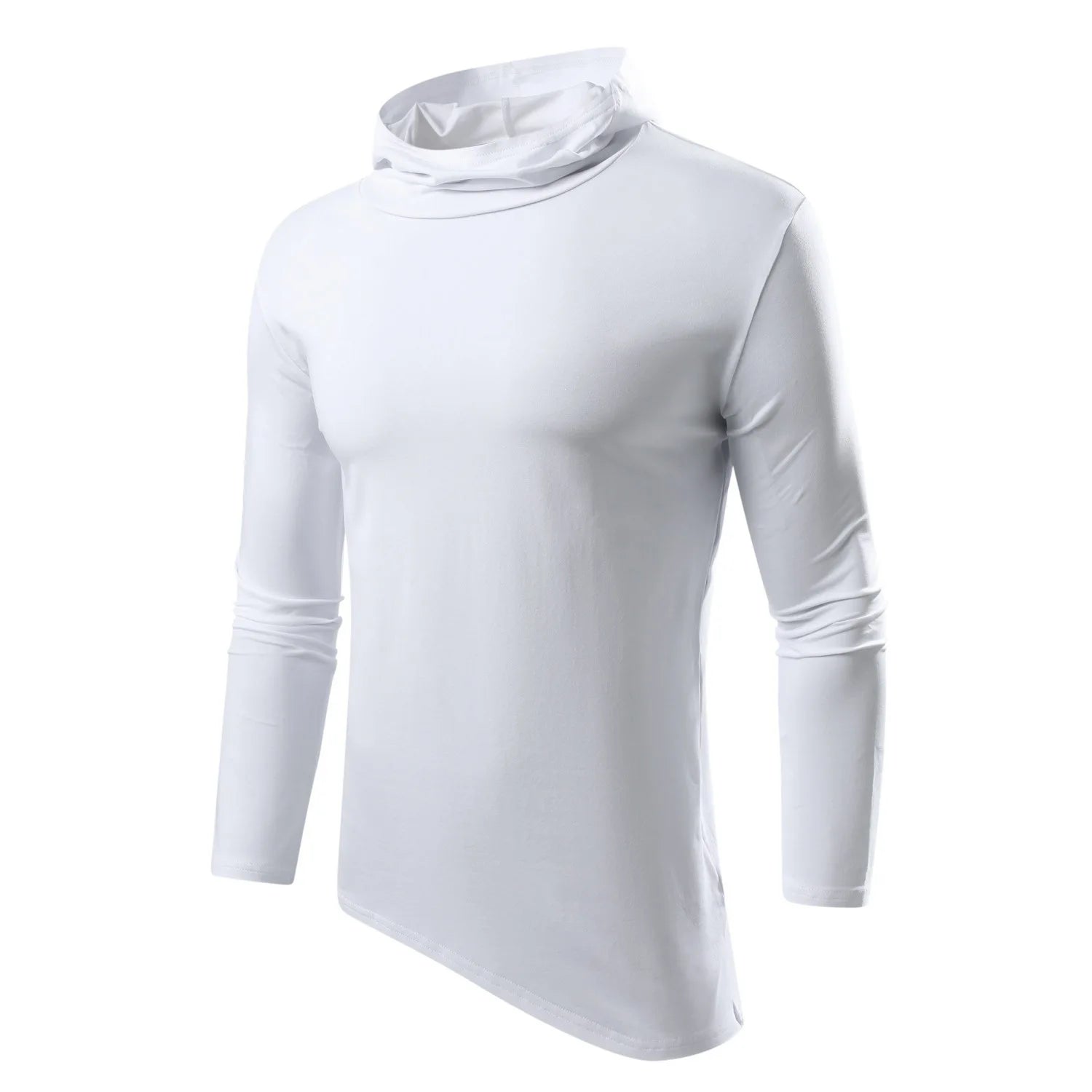 Men Solid Casual Hooded Long Sleeve T Shirt Soft Cotton Irregular Hem Daily Outdoor Top S 3XL Khamik Shop Online