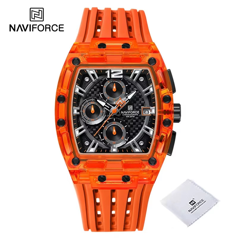 New  Men'S Quartz Multifunction Watches Fashion Sports Chronograph 5ATM Waterproof Silicone Band Casual Man Wrist Watch