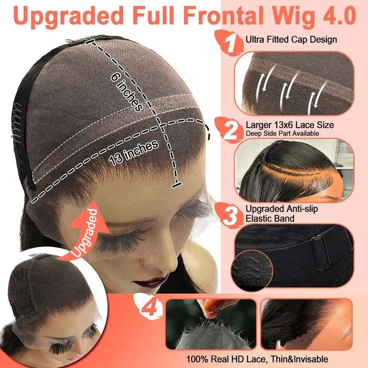 Ultra Fitted Dark Brown 13X6 HD Transparent Lace Full Frontal Wigs Human Hair Water Wave Colored Curly Wigs 100% Human Hair Remy Khamik Shop Online