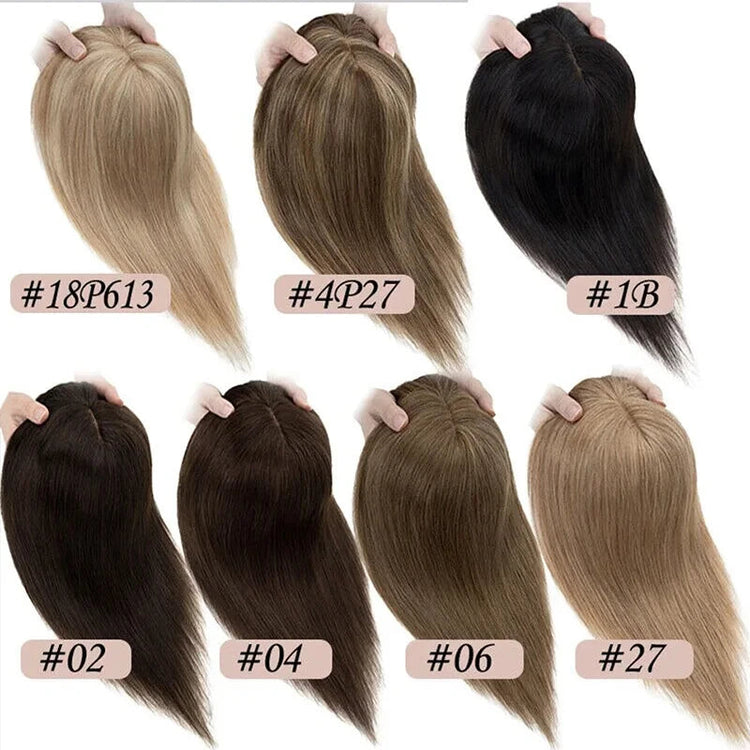 Silk Base Top Women Topper Clip In Real Human Hair Hairpiece Human Hair Extension Thin Breathable Blonde Toppers Hair Women Wig Khamik Shop Online