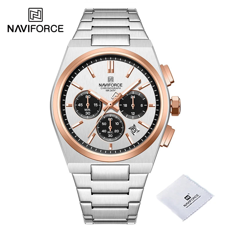 Trend Brand Stainless Steel Couple Watch Quartz Date Display Chronograph for Lovers Waterproof Fashion Wild Wristwatch