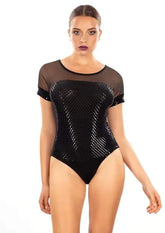 EGI Exclusive Collections Black Lurex Bodysuit. Proudly Made in Italy Byzantium Hemera