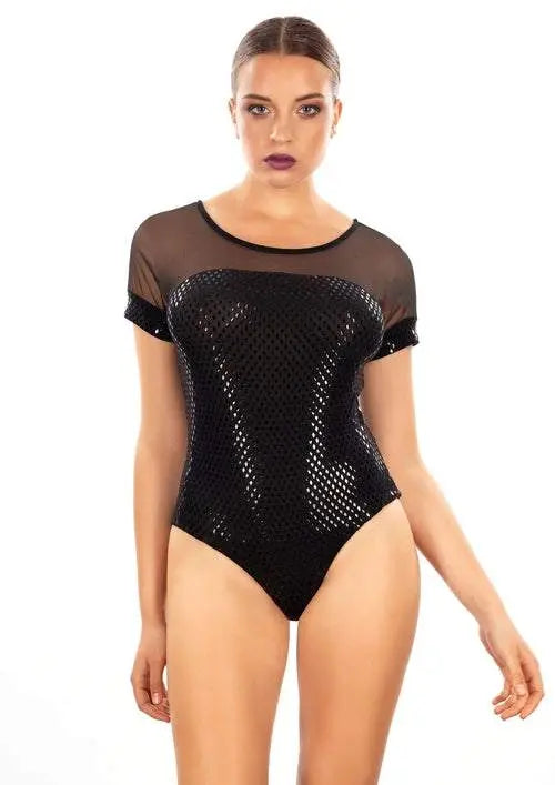 EGI Exclusive Collections Black Lurex Bodysuit. Proudly Made in Italy Byzantium Hemera