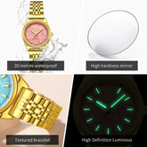 OLEVS New 3703 Watches Woman Elegant Quartz Watch Waterproof Luminous Stainless Steel Date Watches Woman Bracelet Gifts Box Khamik Shop Online