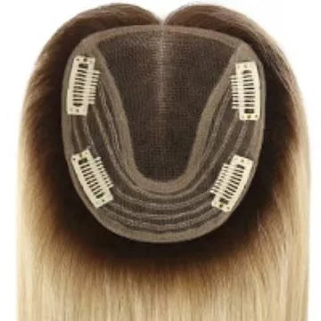 6 Colors Available Human Hair Topper Wig 4x4.5 Lace Frontal 12 Inch Hand-Tied 4 Clips 48H Ship 