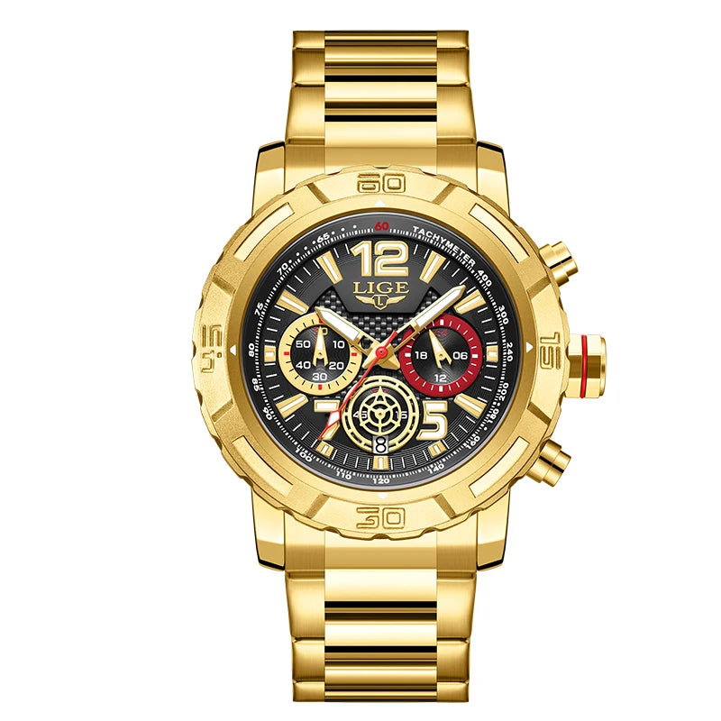 Fashion Luxury Watch for Men Top Brand Big Dial Waterproof Quartz Men'S Watches Stainless Band Calendar Clocks Wristwatches