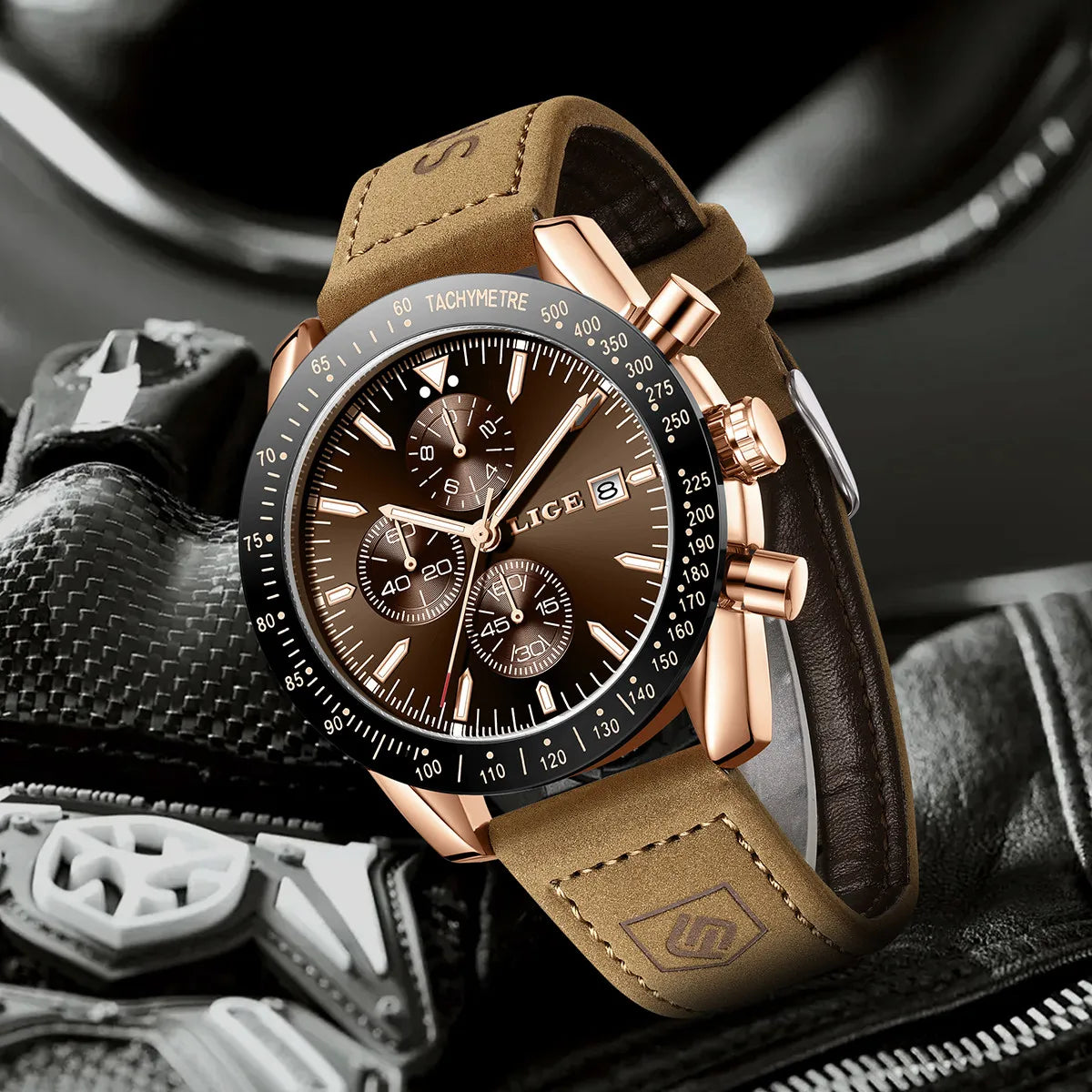 LIGE Leather Watches Men Fashion Business 30M Waterproof Quartz Wristwatch Chronograph Date Luxury Luminous Sports Man Watch+Box Khamik Shop Online
