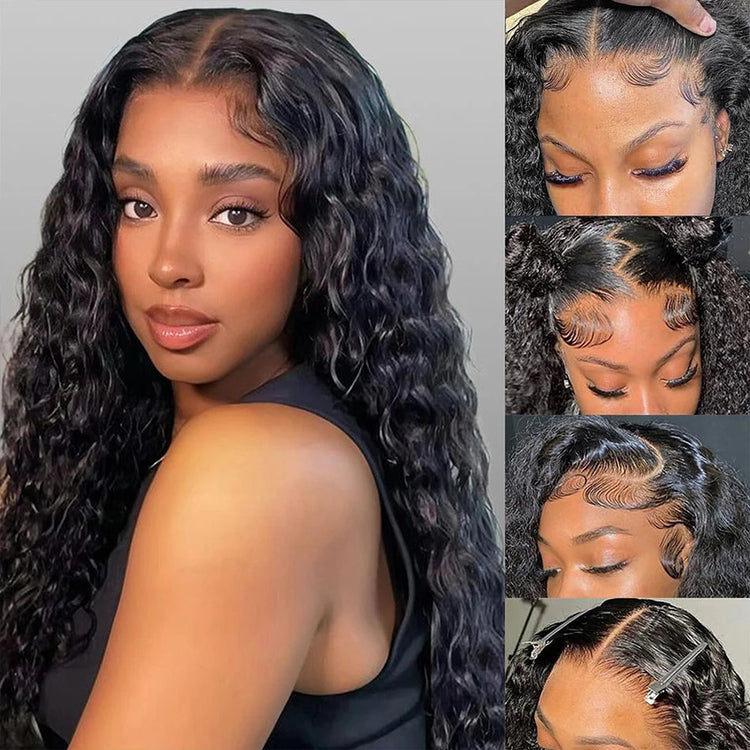 100% Human Hair Water Wave 13X6 Lace Front Wigs Pre Plucked 200 Density Deep Part Curly Wig For Woman 5X5 Wavy HD Closure Wig 32 Khamik Shop Online