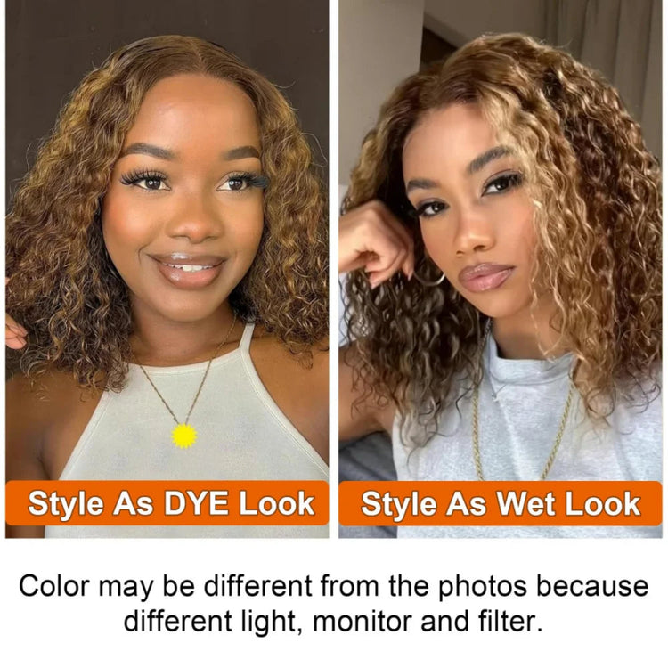 Highlight Honey Blonde Wear And Go Glueless Bob Wig Human Hair Curly Deep Wave Ombre Brown 5X5 Hd Lace Closure Wig 250 Density Khamik Shop Online