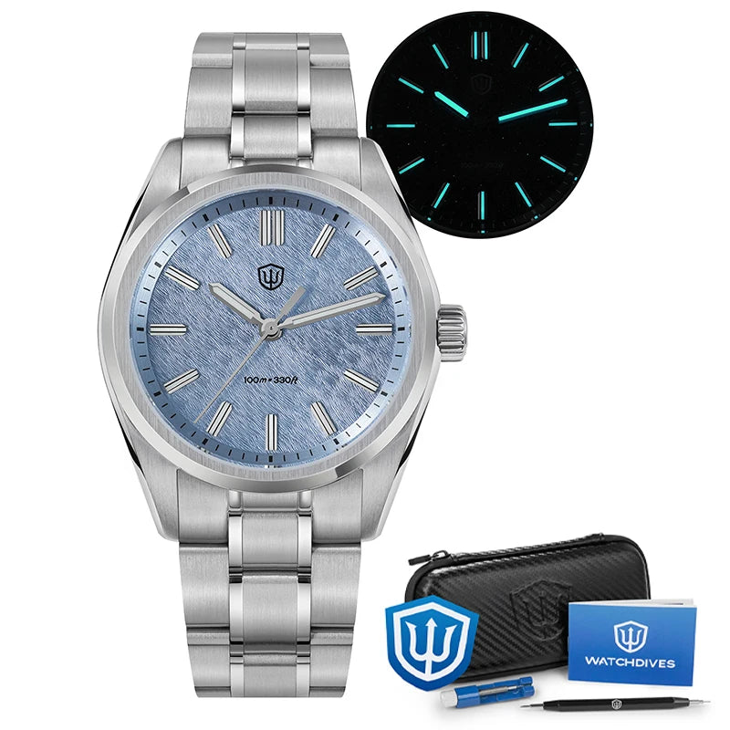 Watchdives WD0003B ‌Quartz Watches ‌VH31 Movement Aventurine Dial Watch 100m Waterproof Sapphire Crystal 36mm Vintage Watch Khamik Shop Online