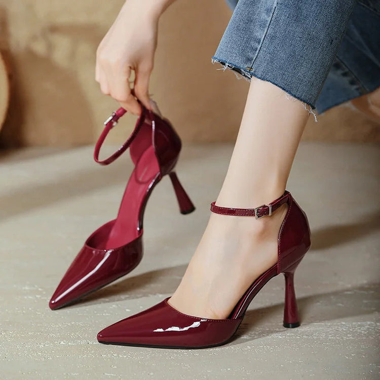 New Lady Shoes Ladies Summer Dress Shoes  Patent Leather Sexy Heel Sandals Buckle Female Footwear Lady Sandals Lady Sandals S034 Khamik Shop Online