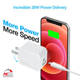 Naztech 30W USB-C PD Dual Output Fast Wall Charger Sky Iapetus