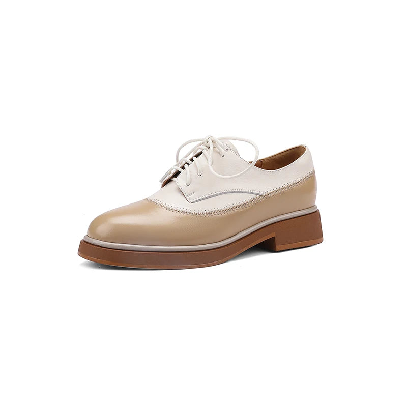 2026 Lace Up Single Women Fashion Platform Shoes Mixed Color Spring Autumn Casual Shoes Women Genuine Leather Pumps Women Shoes Khamik Shop Online