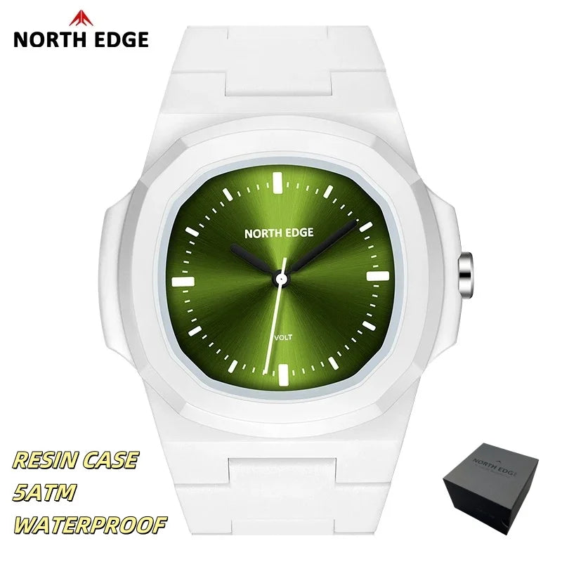 NORTH EDGE Watch for Man New VOLT Quartz Watch Fashion Light Resin Case Square Swimming 50M Waterproof Men Watches Gift Box Khamik Shop Online