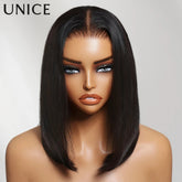 UNice Layered Cut Straight Bob Wig With Curtain Bang No-Slip 7x5 Lace Pre Cut Pre Bleached Glueless Wig Human Hair Ready To Wear Khamik Shop Online