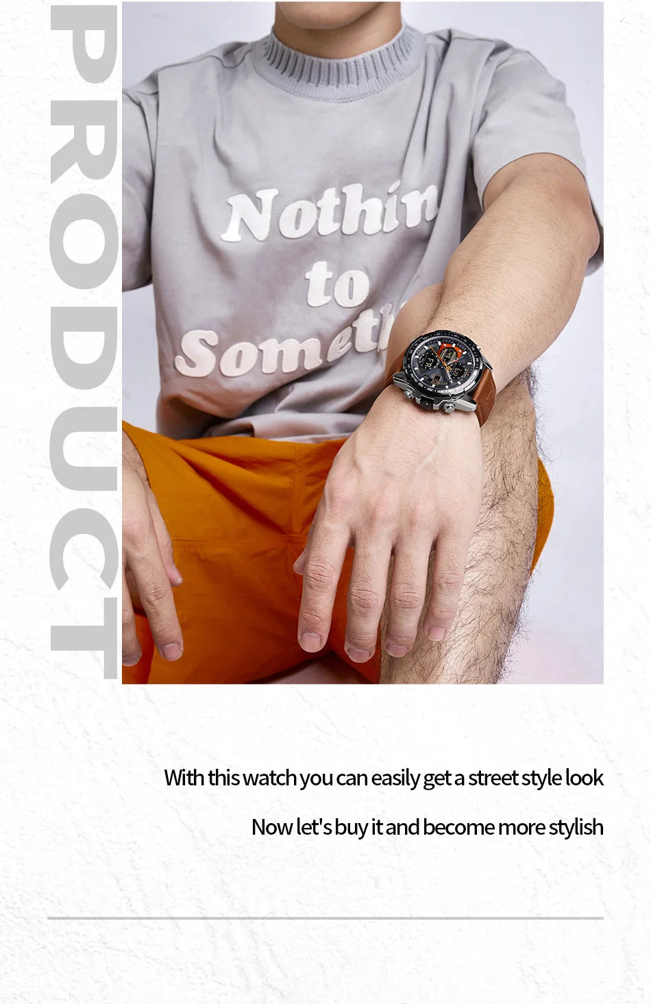 2022  Sport Watches for Men Strong Luminous Dual Display Waterproof Quartz Genuine Leather Wristwatch Relogio Masculino