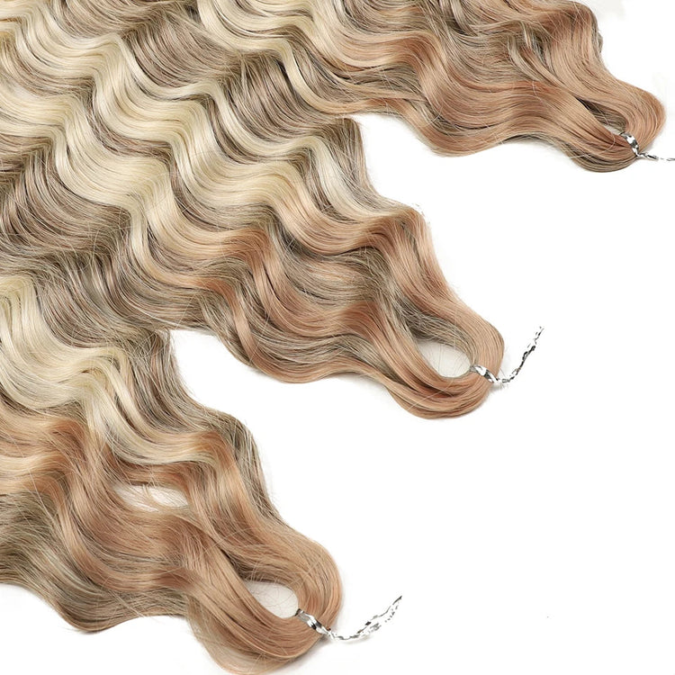 FREEDOM Synthetic Curly Braiding Hair Extensions 24 Inch/60 cm Long Deep Wavy Twist Crochet Braids Hair Ombre Brown Rainbow Hair Khamik Shop Online