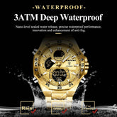 POEDAGAR Sport Men Watch LED Waterproof Week Date Digital Wristwatch Stainless Steel Quartz Military Men&