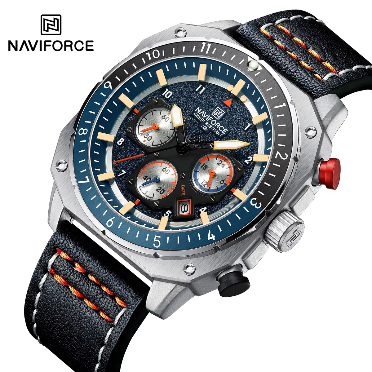Sports Multifunction Waterproof Watches for Men Fashion Leather Luxury Brand Quartz Analog Luminous Square Wrist Watch