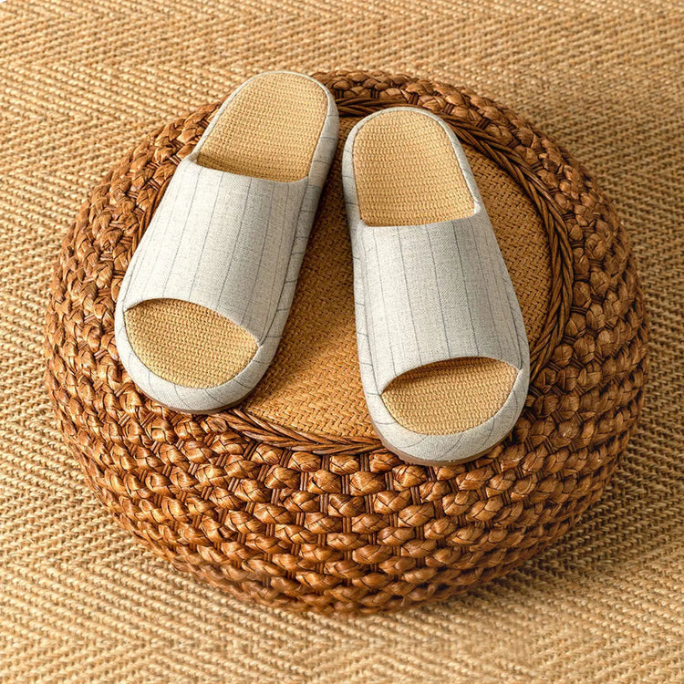Summer Women Home Slippers Linen Summer Flats Shoes Breathable Sandals Comfortable Non-Slip Soft Slides Indoor Men Slippers Khamik Shop Online