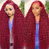 200 Density Burgundy Deep Wave Human Hair Wig 99J Colored 13x4 13x6 HD Water Curly Wave Full Lace Frontal Wigs For Women 46 Inch - Khamik Shop Online