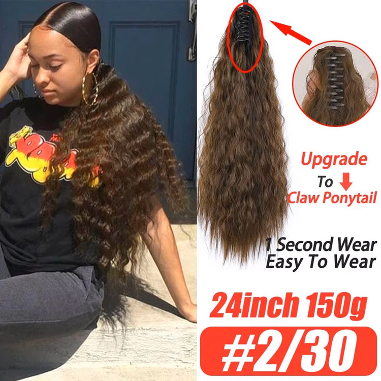 Straight Long Ponytail Extensions 22inch Natural Black Wrap Around Synthetic Hair Piece Pony Tail Hair Hairpieces for Women Girl Khamik Shop Online