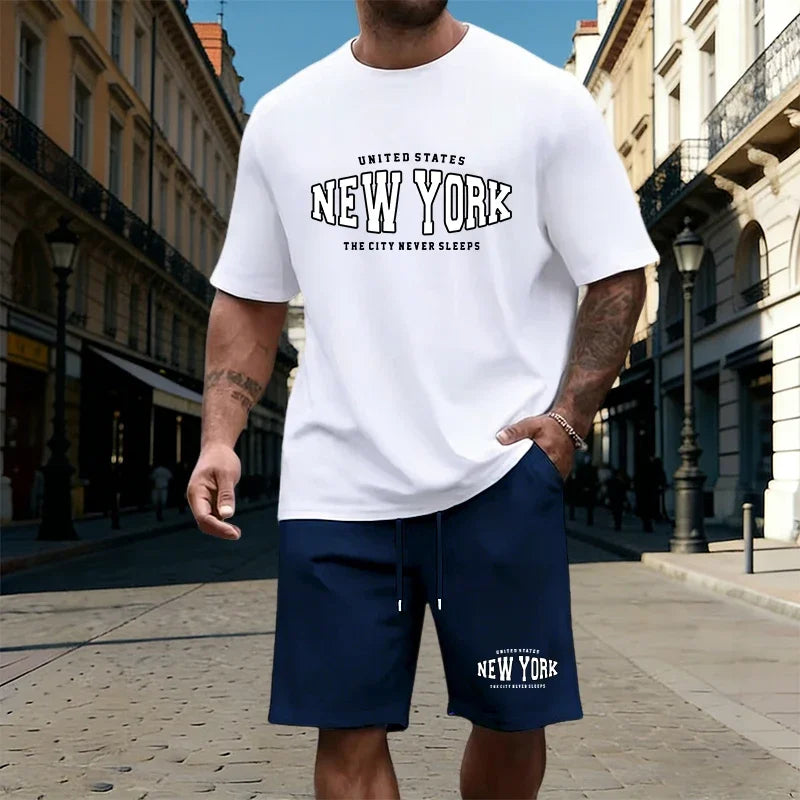 Mens T-Shirt Tracksuit Printing Casual Jogging Sportswear Outdoor Sports Adult Clothing Summer High Quality Short Sleeves Shorts Khamik Shop Online