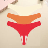 3PCS/SET Sexy G-String Underwear Female T-back Intimates Lingerie Seamless Low Waist Underpants 10 Color Lady Bikini Panty XS-XL Khamik Shop Online
