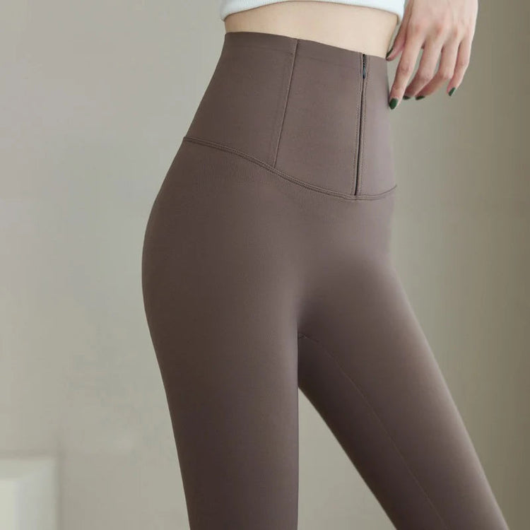 New Zipper Tummy Control Shaping Shark Leggings Women Autumn Winter Thicken Fleece Lined Tights Woman Gym Sports Warm Leggings Khamik Shop Online
