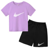 Summer Brand White T-shirt+Shorts Two-piece Set Kids New Clothing Fashion Letter Boy Girl3-13Yrs Sports Short-sleeved Casual Set Khamik Shop Online