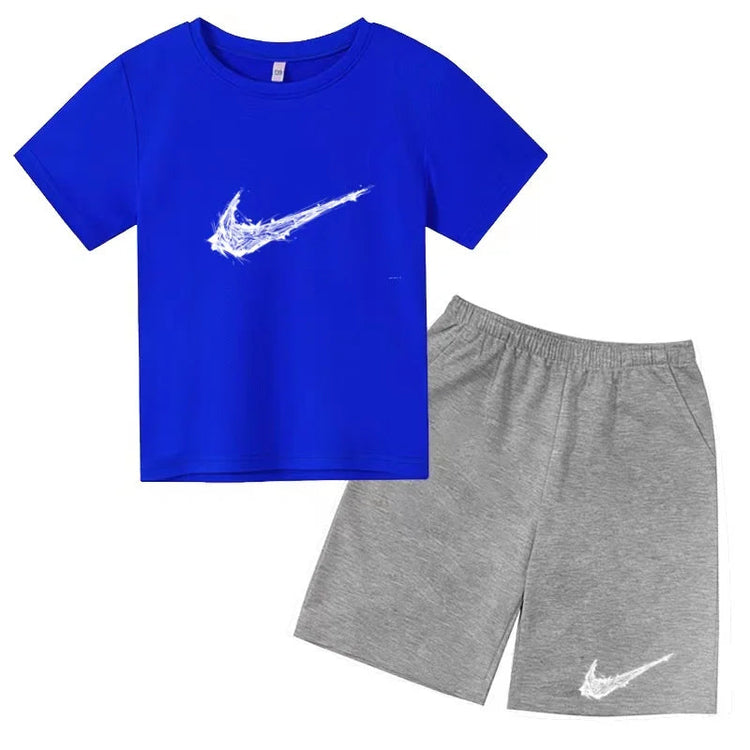 Summer Brand White T-shirt+Shorts Two-piece Set Kids New Clothing Fashion Letter Boy Girl3-13Yrs Sports Short-sleeved Casual Set Khamik Shop Online