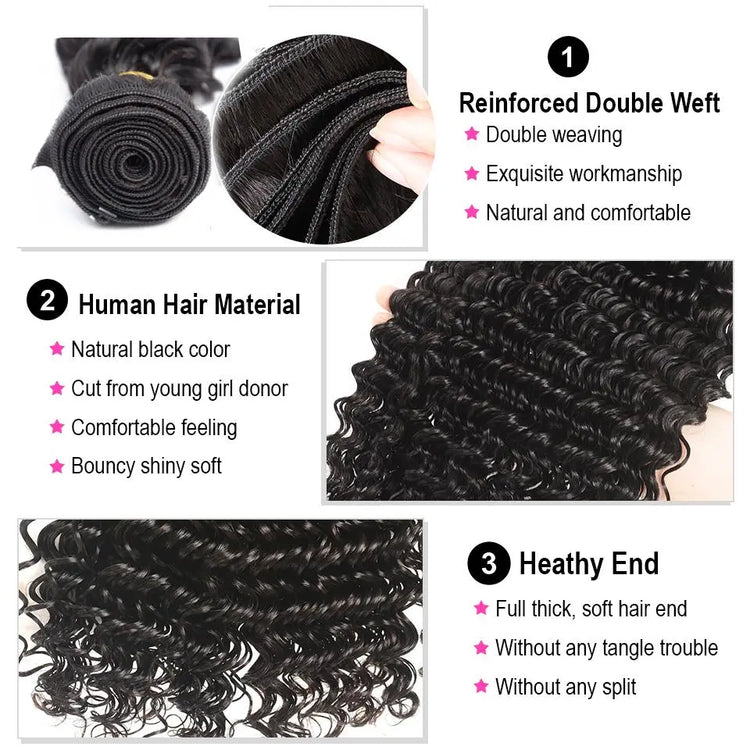 BeuMAX 10A Grade 3/4 Bundles Jerry Curl Peruvian Human Hair Extensions Cerise Alfie