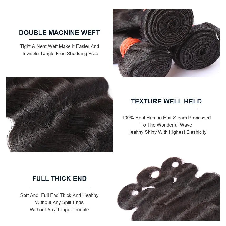 BeuMax 10A Grade 3/4 Body Wave Bundles with 2x6 Closure Brazilian Hair Cerise Alfie