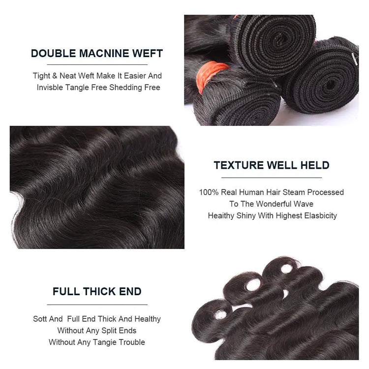 BeuMax 10A Grade 3/4 Body Wave Bundles with 2x6 Closure Brazilian Hair Cerise Alfie