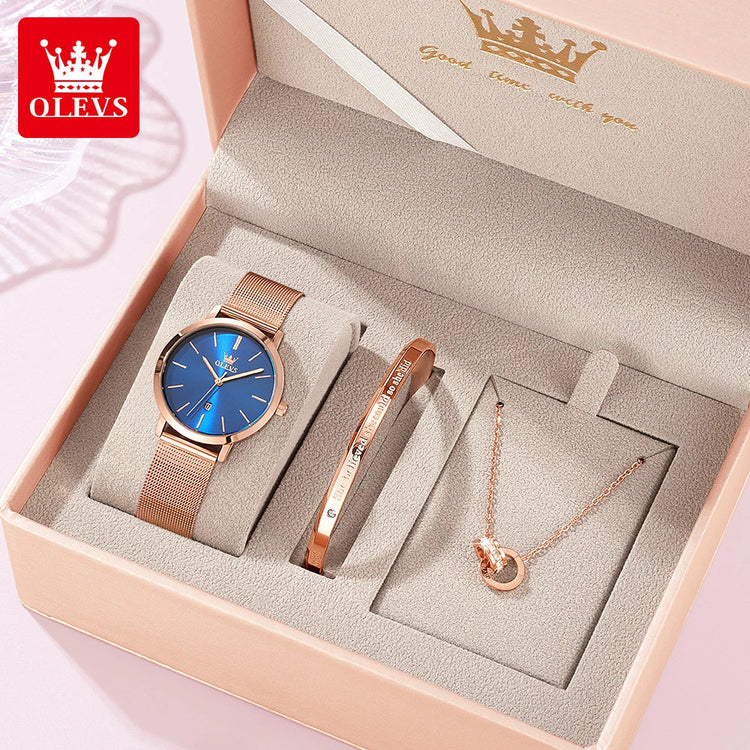 OLEVS Woman Watch 5869 Elegant Fashion Quartz Wristwatch Waterproof Date Watches For Woman Set Bracelet Watch Box Gifts Original Khamik Shop Online
