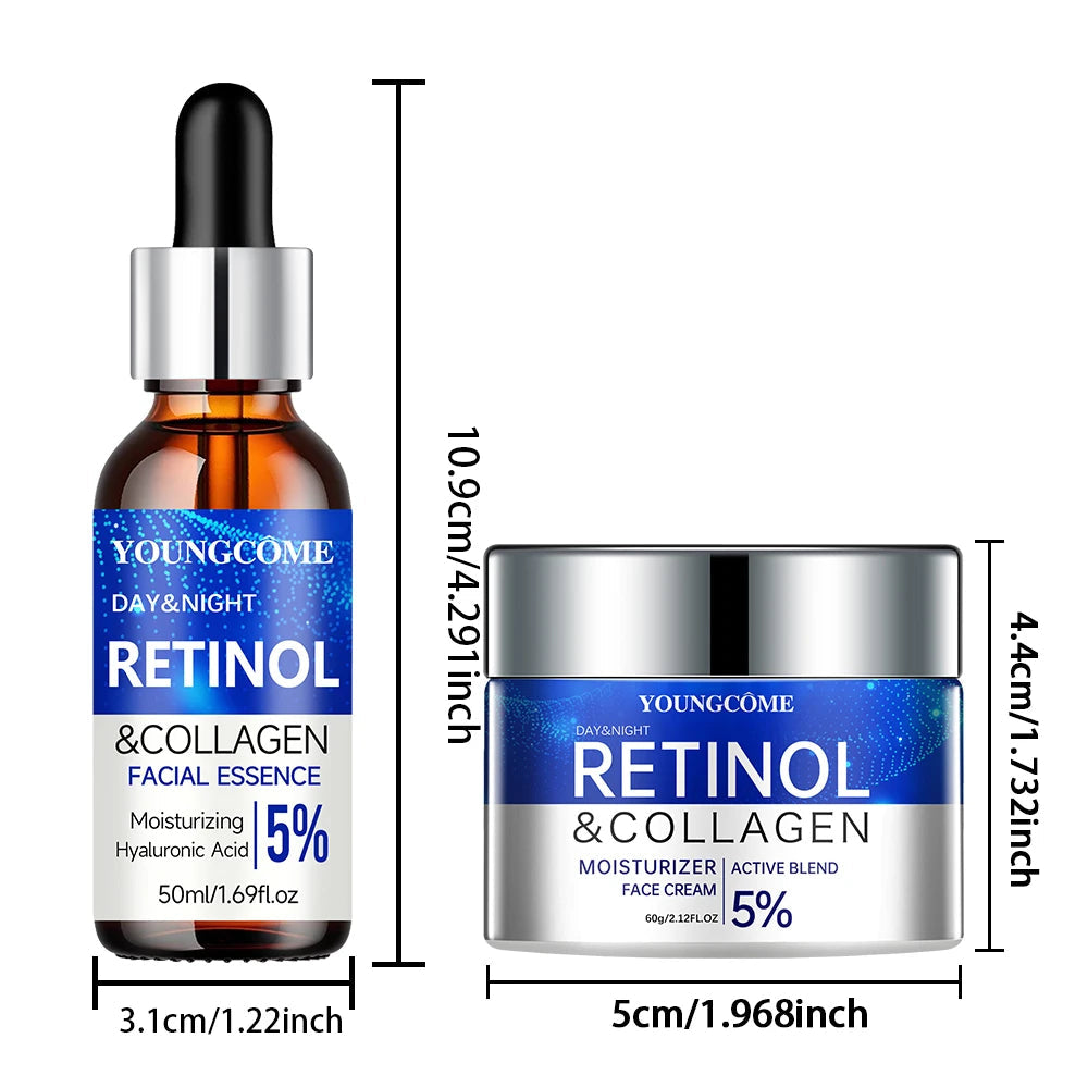 Retinol Cream Serum Combo Set Locks In Moisture Repairs Skin Smoothes Wrinkles Increases Elasticity For Younger Healthier Skin Khamik Shop Online