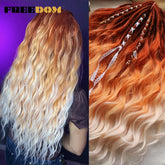 FREEDOM Synthetic Curly Braiding Hair Extensions 24 Inch/60 cm Long Deep Wavy Twist Crochet Braids Hair Ombre Brown Rainbow Hair Khamik Shop Online