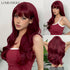 LOUIS FERRE Long Wavy Ombre Brown Wig with Bangs Synthetic Hair Wig Heat Resistant Daily Wear Office Party Cosplay Halloween Khamik Shop Online