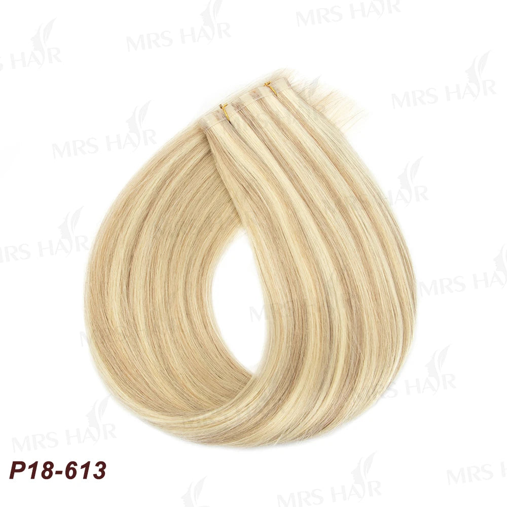 Invisible Long Tape PU Weft Human Hair Bundles Real Natural Hair Seamless & No-Glue Injected Tape In Hair Extensions Thick Ends Khamik Shop Online