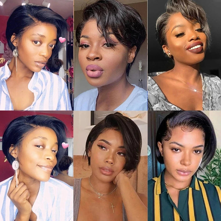 Blond 27 Pixie Cut Bob Wigs Lace Front T Part Human Hair Wigs For Nature Black Dark Brazilian 613 Straight Remy Human Hair Wigs Khamik Shop Online