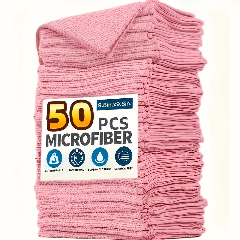 1-50Pcs Light Pink Microfiber Kitchen Towels Super Absorbent Soft Durable Cleaning Cloths Glass Countertops Pans Bowls Faucets Khamik Shop Online