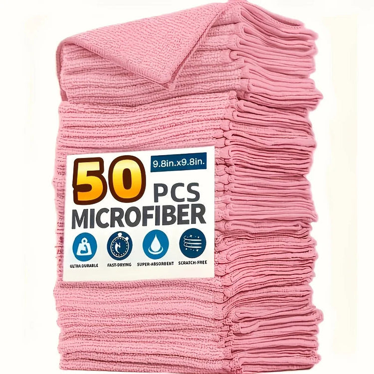 1-50Pcs Light Pink Microfiber Kitchen Towels Super Absorbent Soft Durable Cleaning Cloths Glass Countertops Pans Bowls Faucets Khamik Shop Online