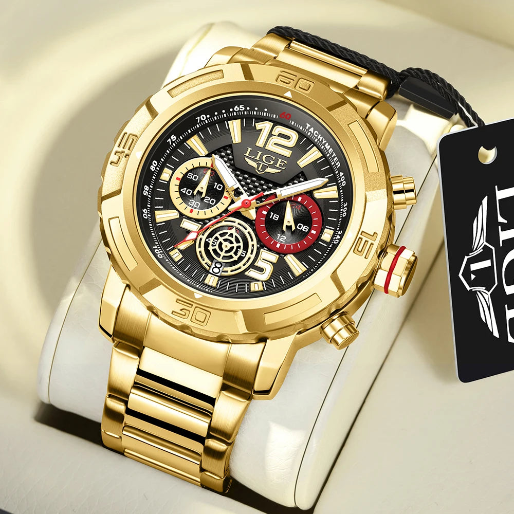 Fashion Luxury Watch for Men Top Brand Big Dial Waterproof Quartz Men'S Watches Stainless Band Calendar Clocks Wristwatches