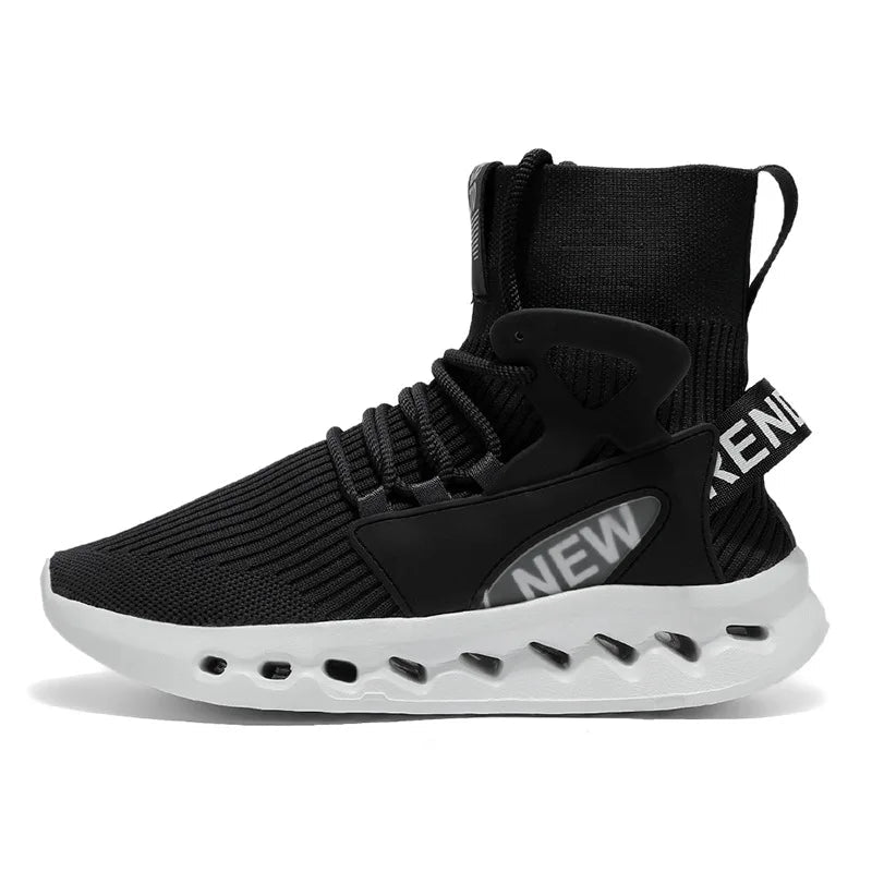 Trendy Men High Top Sock Shoes Breathable Mesh Thick Sole Trend Man Sneakers Fashion Youth Casual Running Sports Shoes for Men Khamik Shop Online