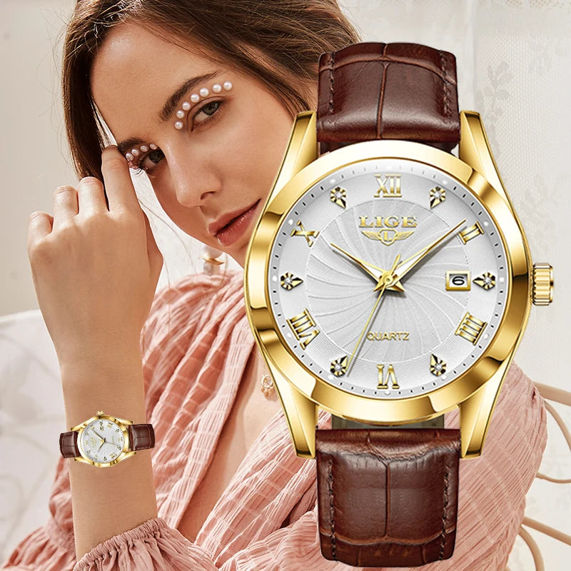 Women'S Wristwatch Fashion Casual Leather Sport Waterproof Woman Watch Top Brand Luxury Women Bracelet Classic Female Clock
