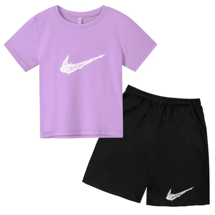 Summer Brand White T-shirt+Shorts Two-piece Set Kids New Clothing Fashion Letter Boy Girl3-13Yrs Sports Short-sleeved Casual Set Khamik Shop Online